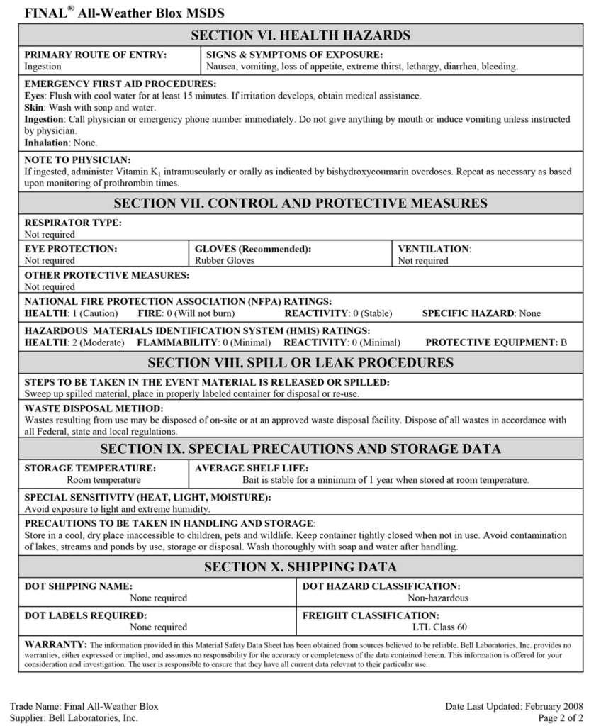 ALL WEATHER BLOX MSDS PAGE 2