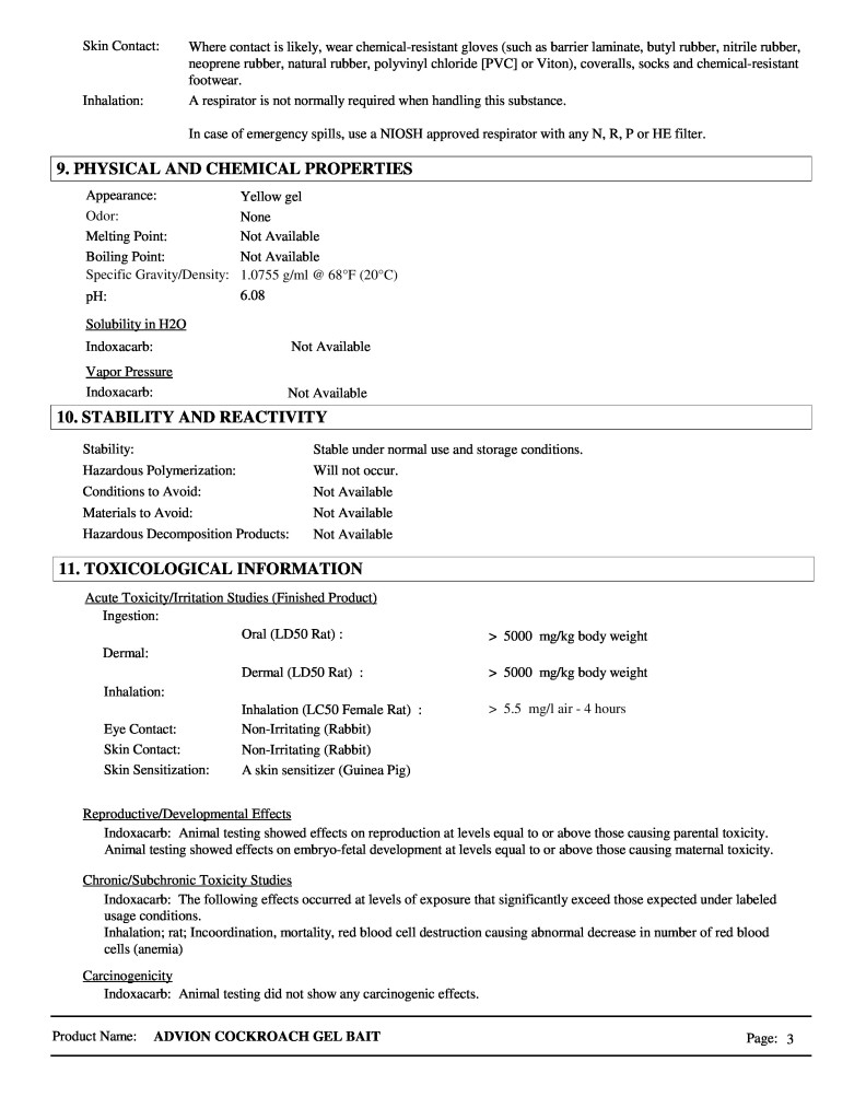 Advion-Cockroach-MSDS-page-2