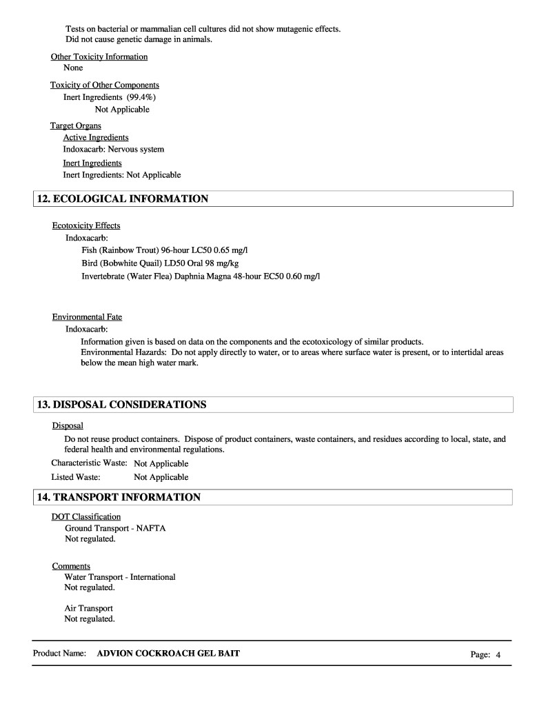 Advion-Cockroach-MSDS-page-3