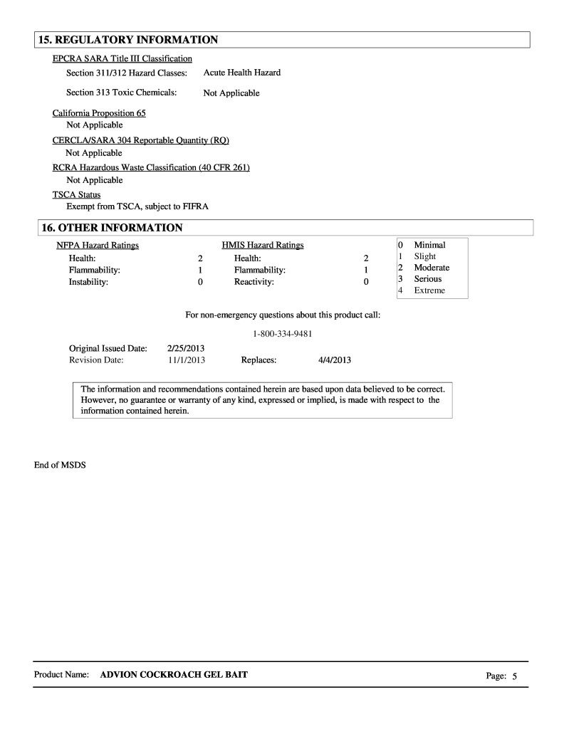 Advion-Cockroach-MSDS-page-4